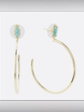 Kendra Scott gold amazonite Emma hoop-NWT
